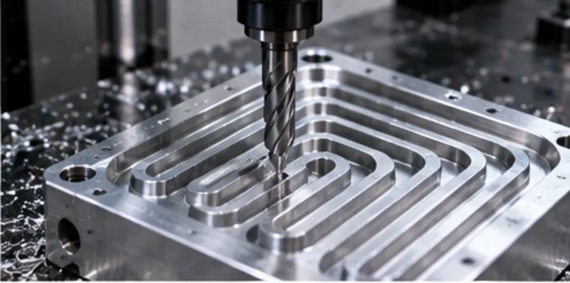 CNC tool access and internal corner radii for cold plate flow channels