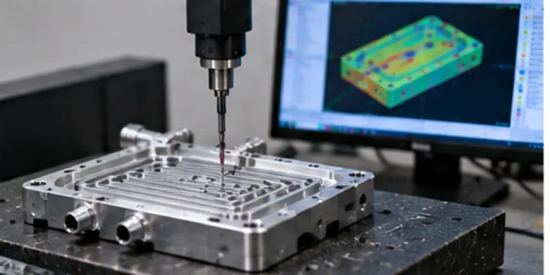 CMM dimensional inspection of cooling channels and mounting interfaces