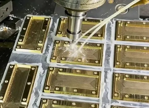 CNC machined component shown during production