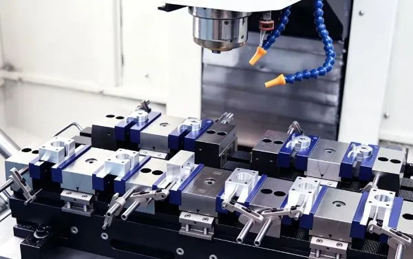 Multi-part CNC production fixture for repeat machining of custom components