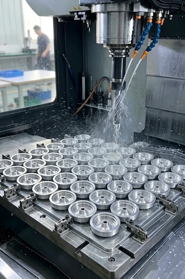 CNC machining process for multiple repeat-production round components